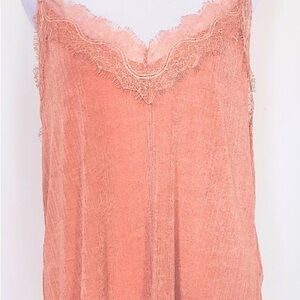 Lace Trimmed Peach/Coral Lace Cami